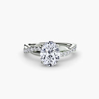 Thumbnail for 14K White Gold / Oval The Emerald Twist Pavé Ring