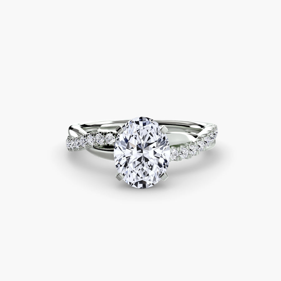 14K White Gold / Oval The Emerald Twist Pavé Ring