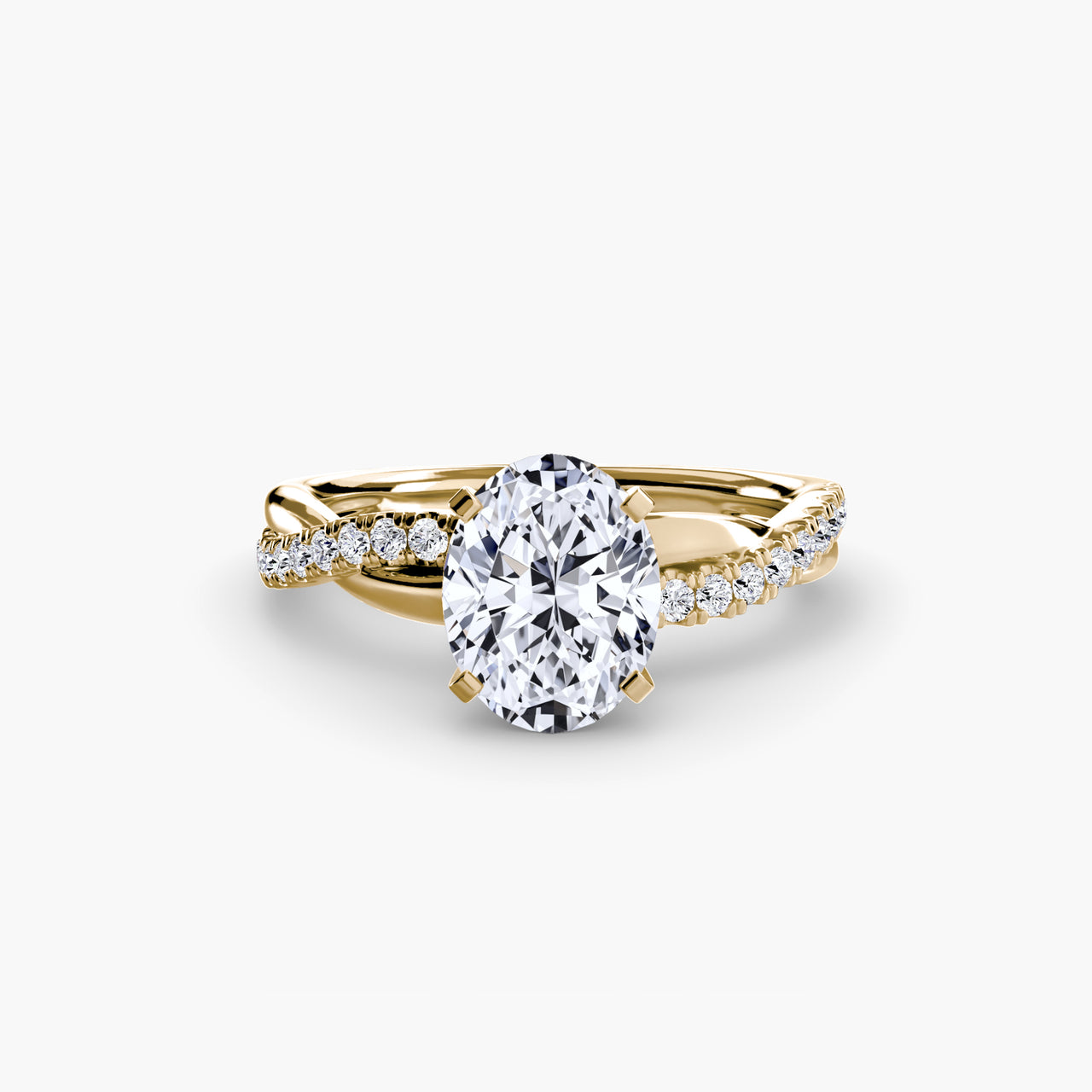14K Yellow Gold / Oval The Emerald Twist Pavé Ring