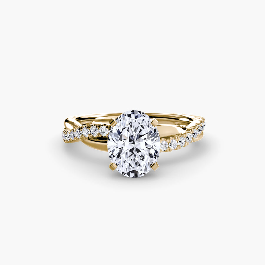 14K Yellow Gold / Oval The Emerald Twist Pavé Ring
