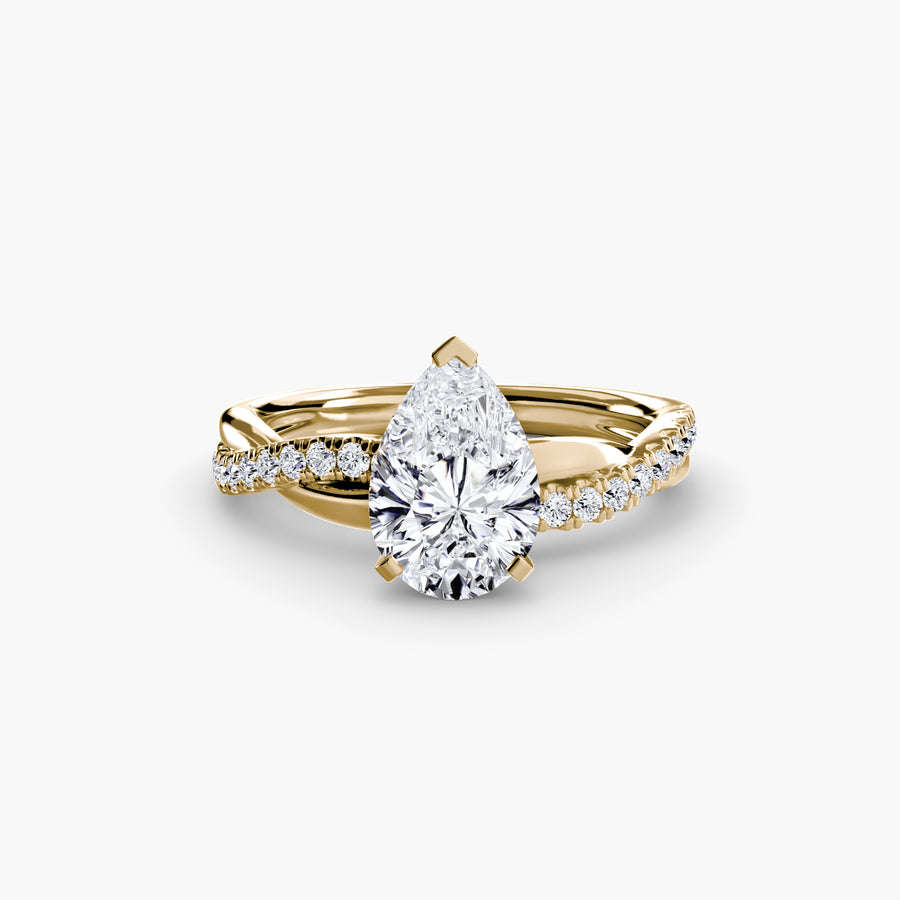 14K Yellow Gold / Pear The Emerald Twist Pavé Ring