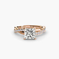 Thumbnail for 14K Rose Gold / Princess The Emerald Twist Pavé Ring