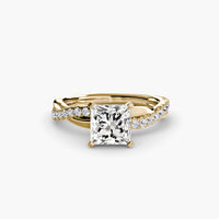 Thumbnail for 14K Yellow Gold / Princess The Emerald Twist Pavé Ring
