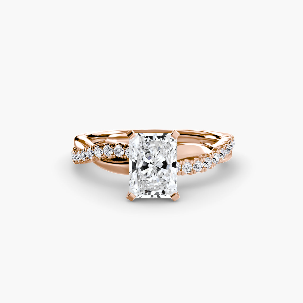 14K Rose Gold / Radiant The Emerald Twist Pavé Ring
