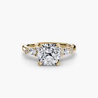 Thumbnail for 14K Yellow Gold / Cushion The Floral Accent Solitaire