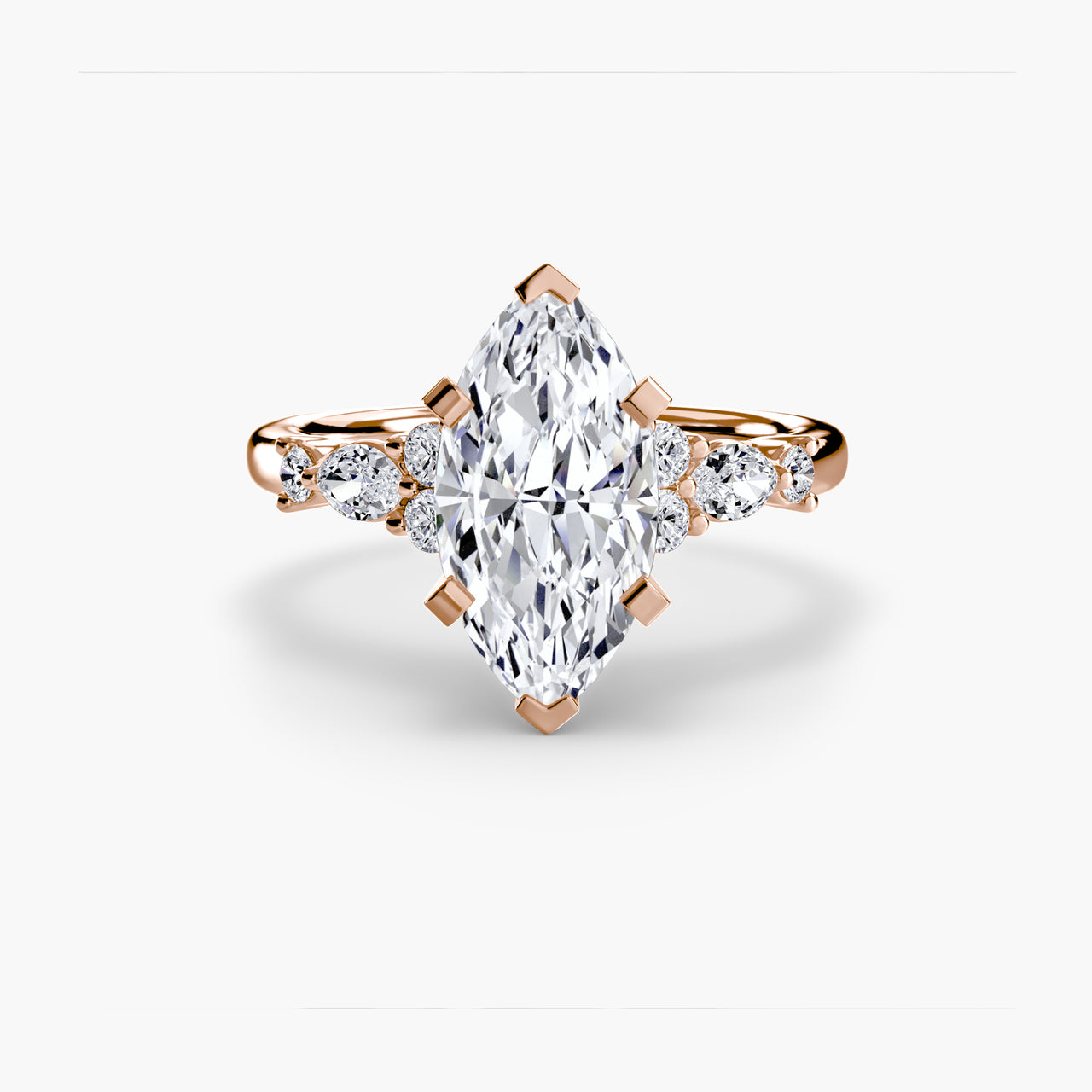 14K Rose Gold / Marquise The Floral Accent Solitaire