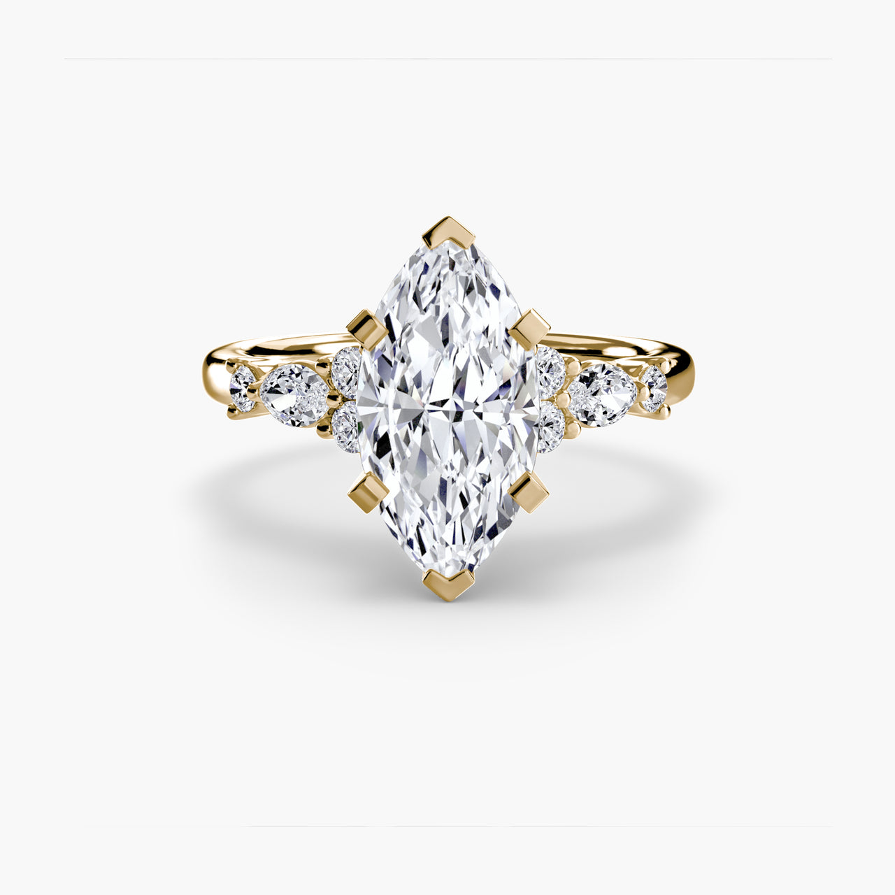 14K Yellow Gold / Marquise The Floral Accent Solitaire