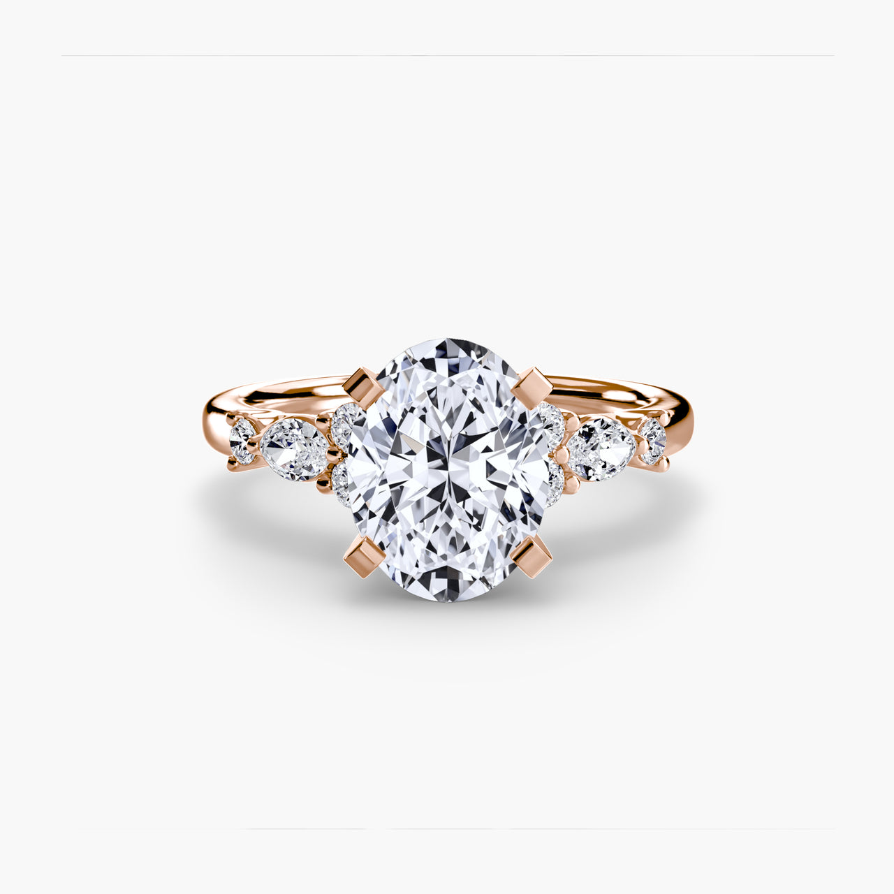 14K Rose Gold / Oval The Floral Accent Solitaire