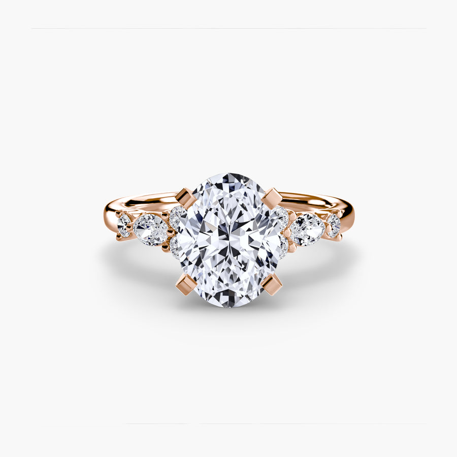 14K Rose Gold / Oval The Floral Accent Solitaire