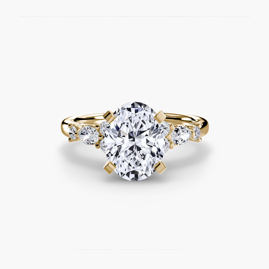 14K Yellow Gold / Oval The Floral Accent Solitaire