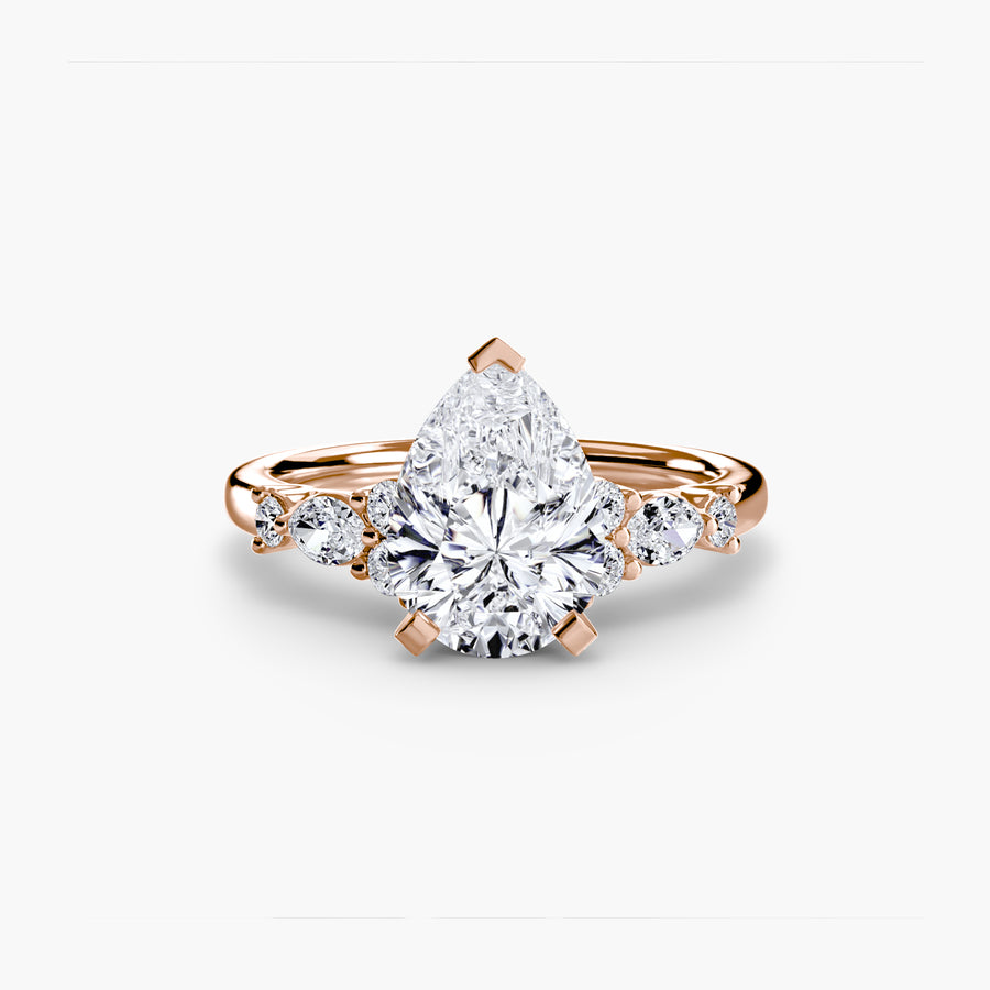 14K Rose Gold / Pear The Floral Accent Solitaire