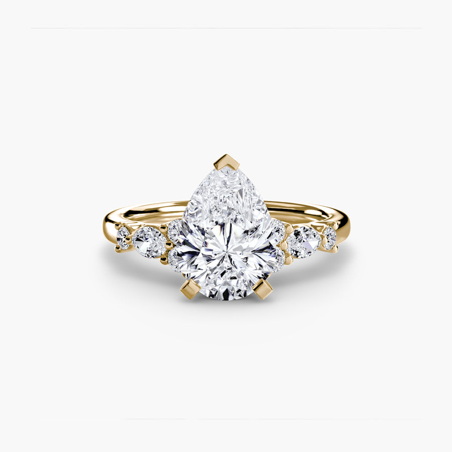 14K Yellow Gold / Pear The Floral Accent Solitaire