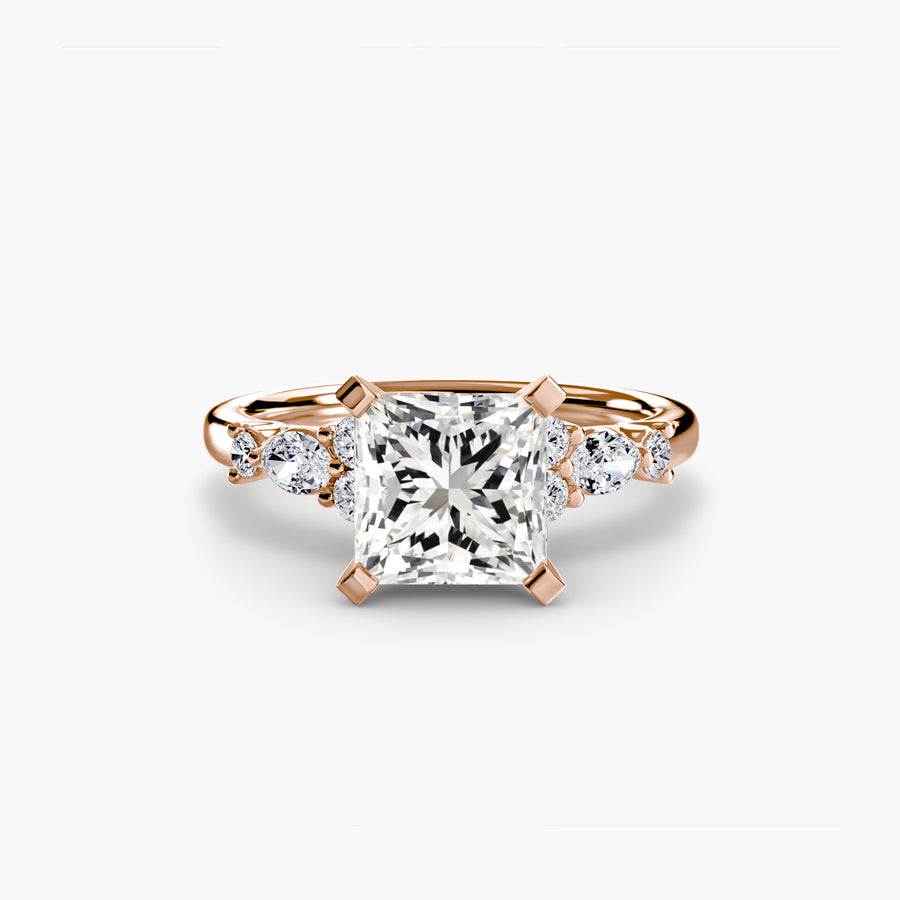 14K Rose Gold / Princess The Floral Accent Solitaire