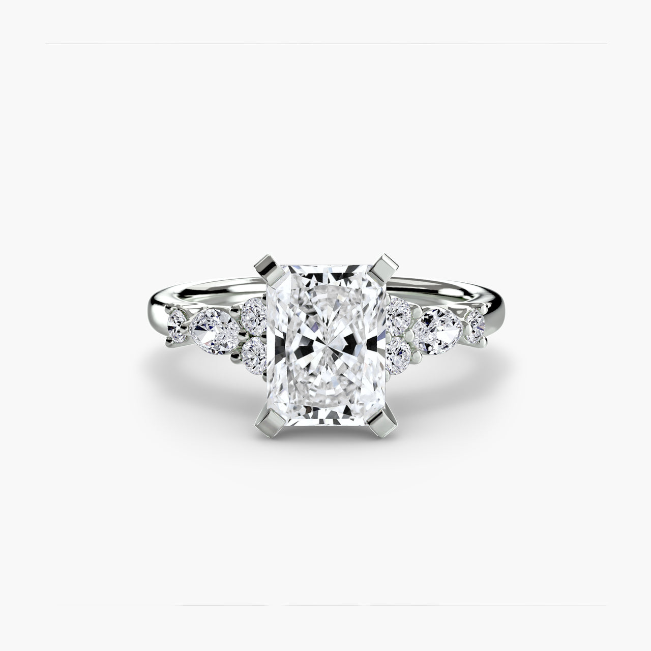 14K White Gold / Radiant The Floral Accent Solitaire