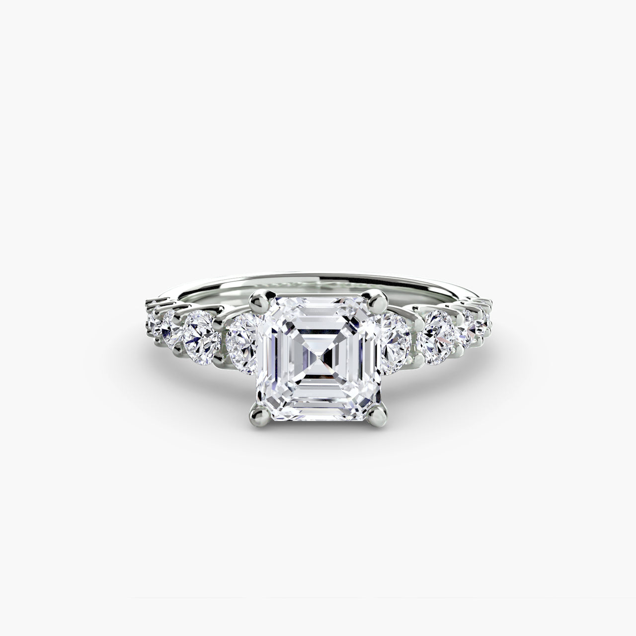 14K White Gold / Asscher The Graduated Accent Ring