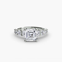 Thumbnail for 14K White Gold / Asscher The Graduated Accent Ring