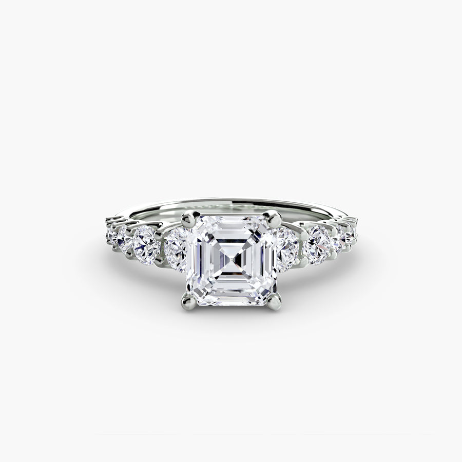 14K White Gold / Asscher The Graduated Accent Ring