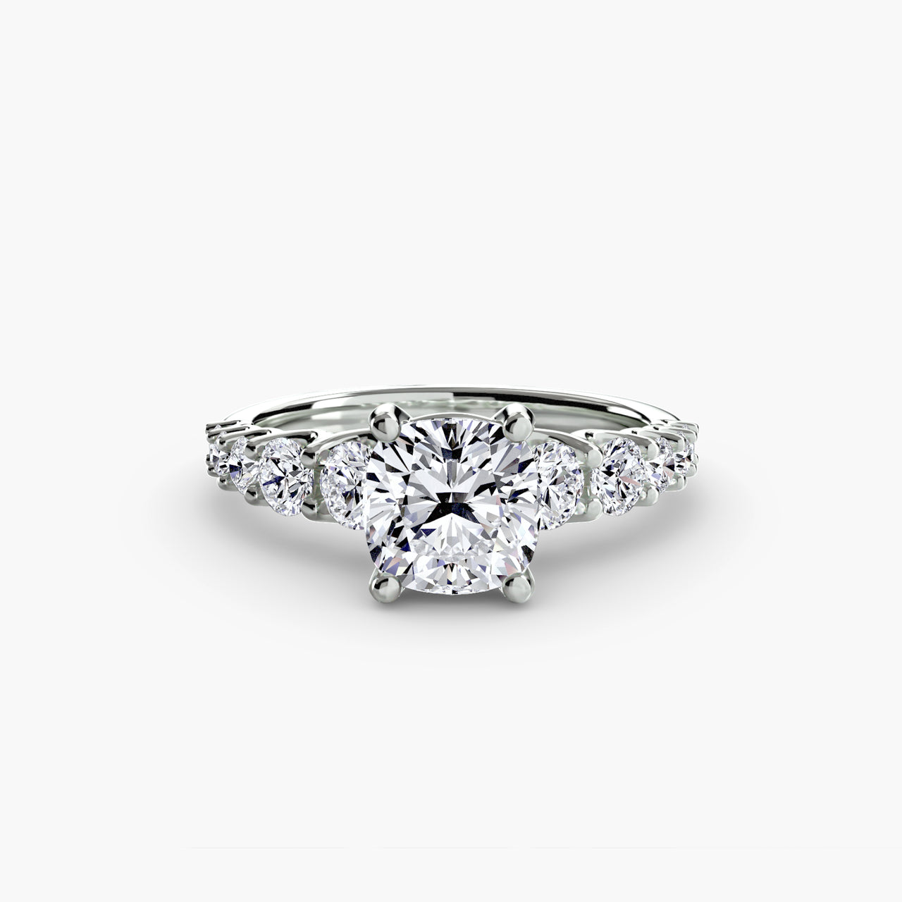 14K White Gold / Cushion The Graduated Accent Ring