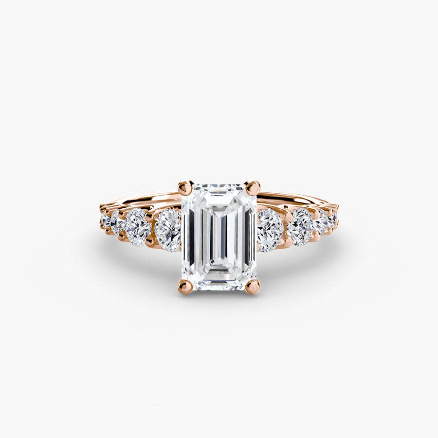 14K Rose Gold / Emerald The Graduated Accent Ring