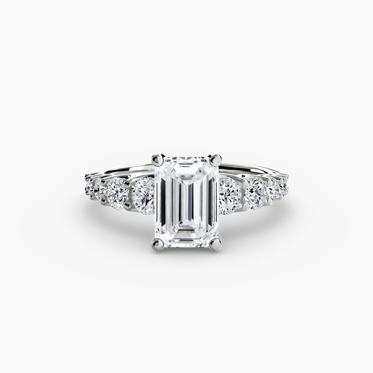 14K White Gold / Emerald The Graduated Accent Ring