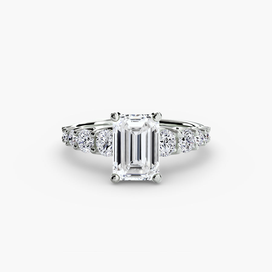 14K White Gold / Emerald The Graduated Accent Ring