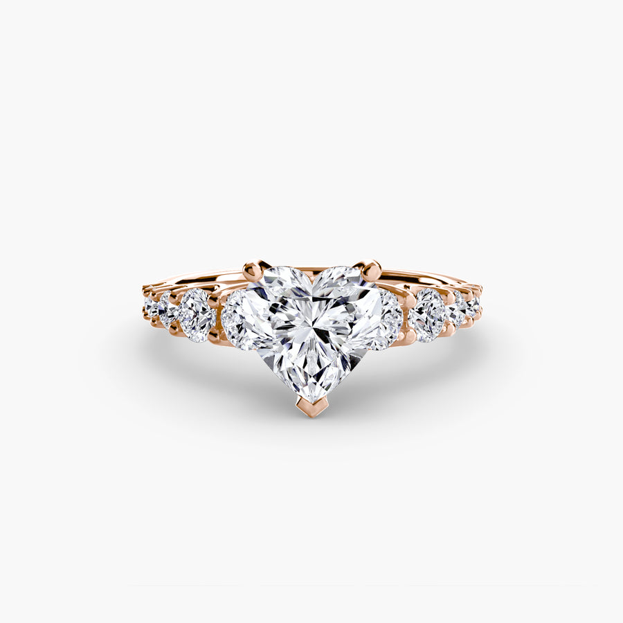 14K Rose Gold / Heart The Graduated Accent Ring