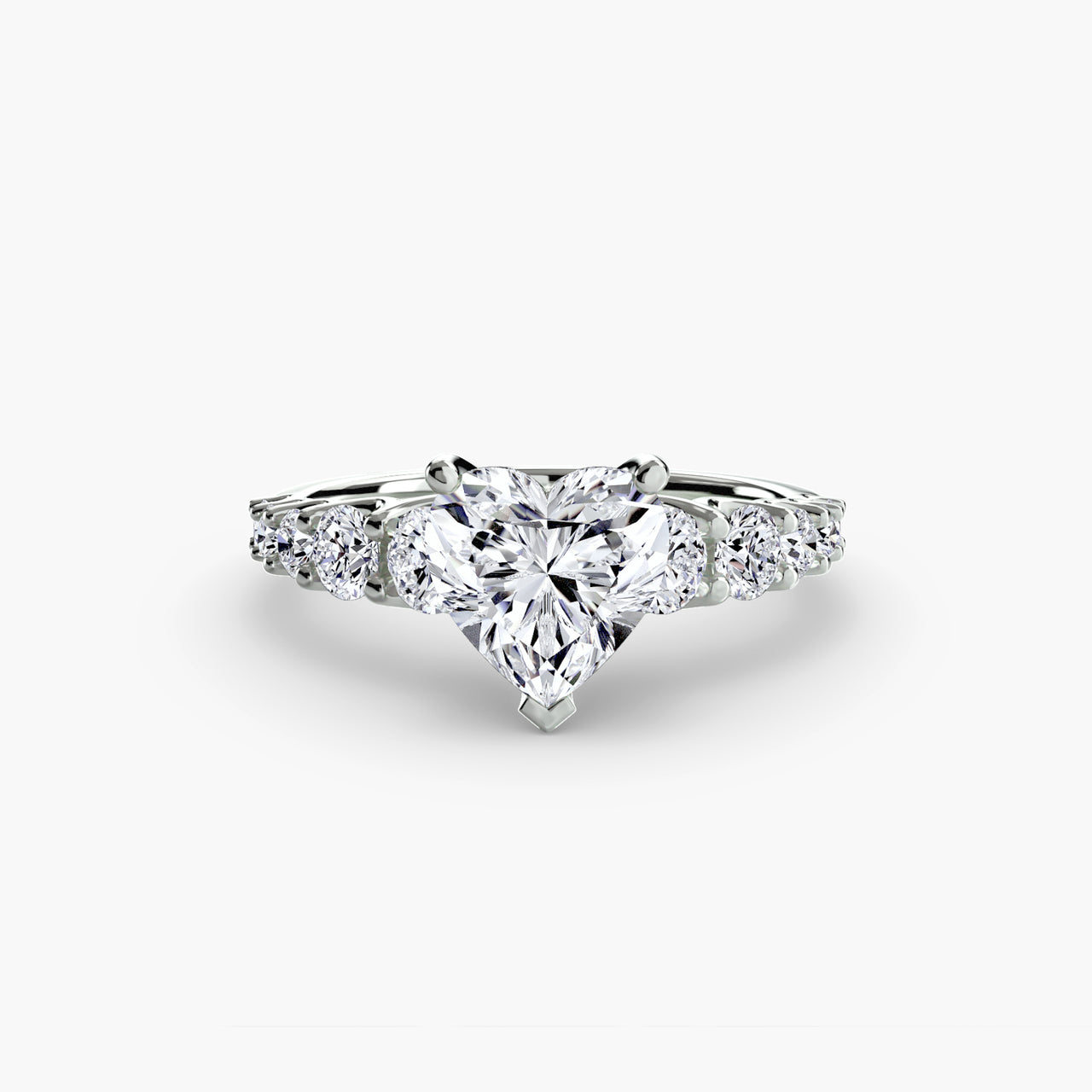 14K White Gold / Heart The Graduated Accent Ring