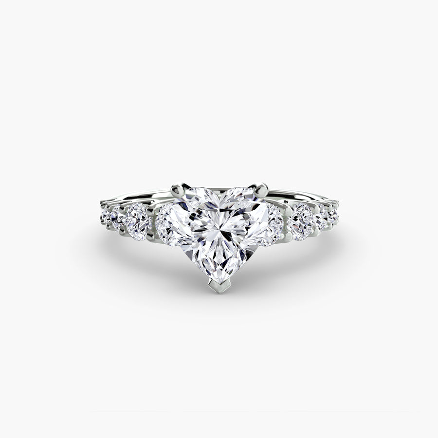 14K White Gold / Heart The Graduated Accent Ring