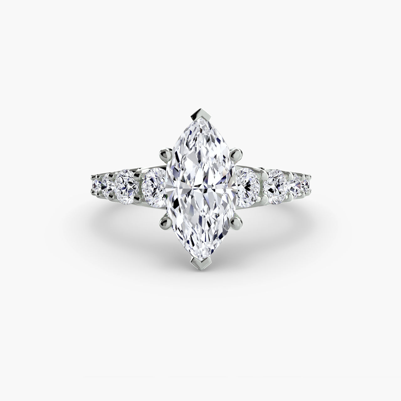 14K White Gold / Marquise The Graduated Accent Ring