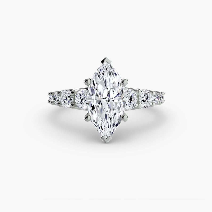 14K White Gold / Marquise The Graduated Accent Ring