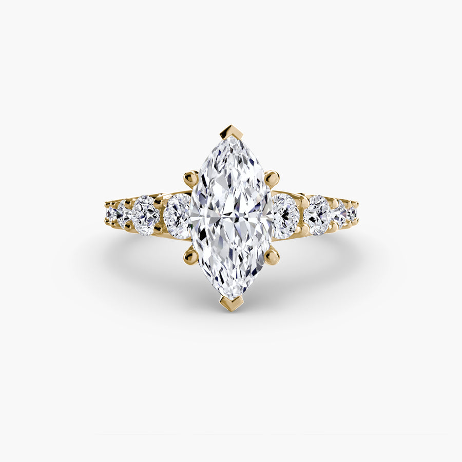 14K Yellow Gold / Marquise The Graduated Accent Ring