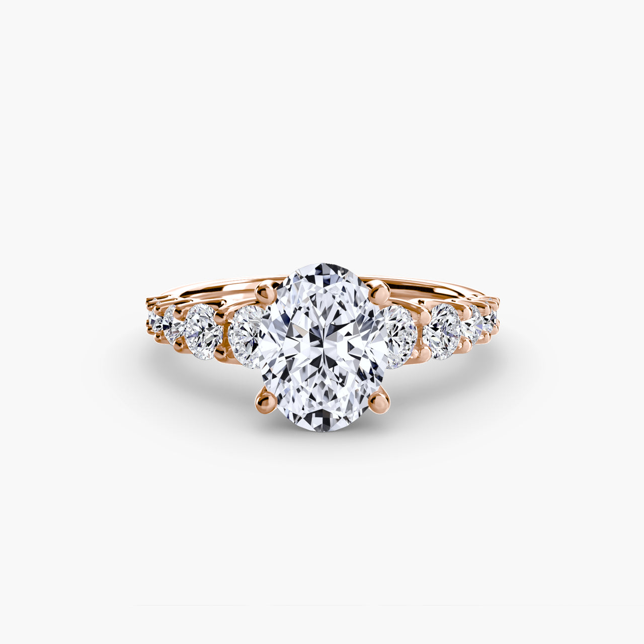 14K Rose Gold / Oval The Graduated Accent Ring
