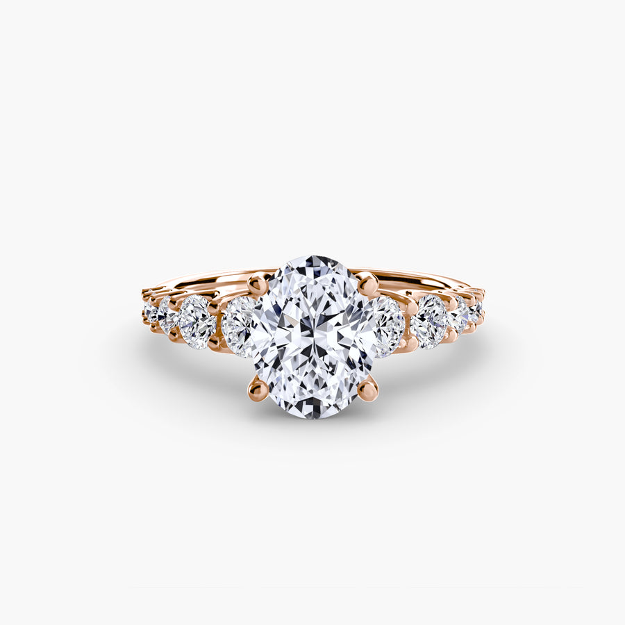 14K Rose Gold / Oval The Graduated Accent Ring