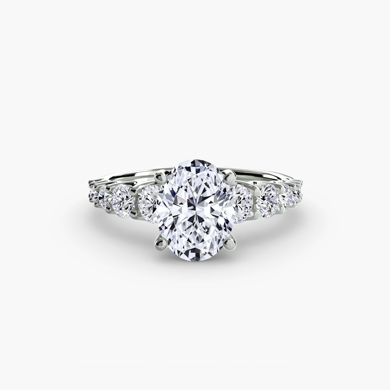 14K White Gold / Oval The Graduated Accent Ring