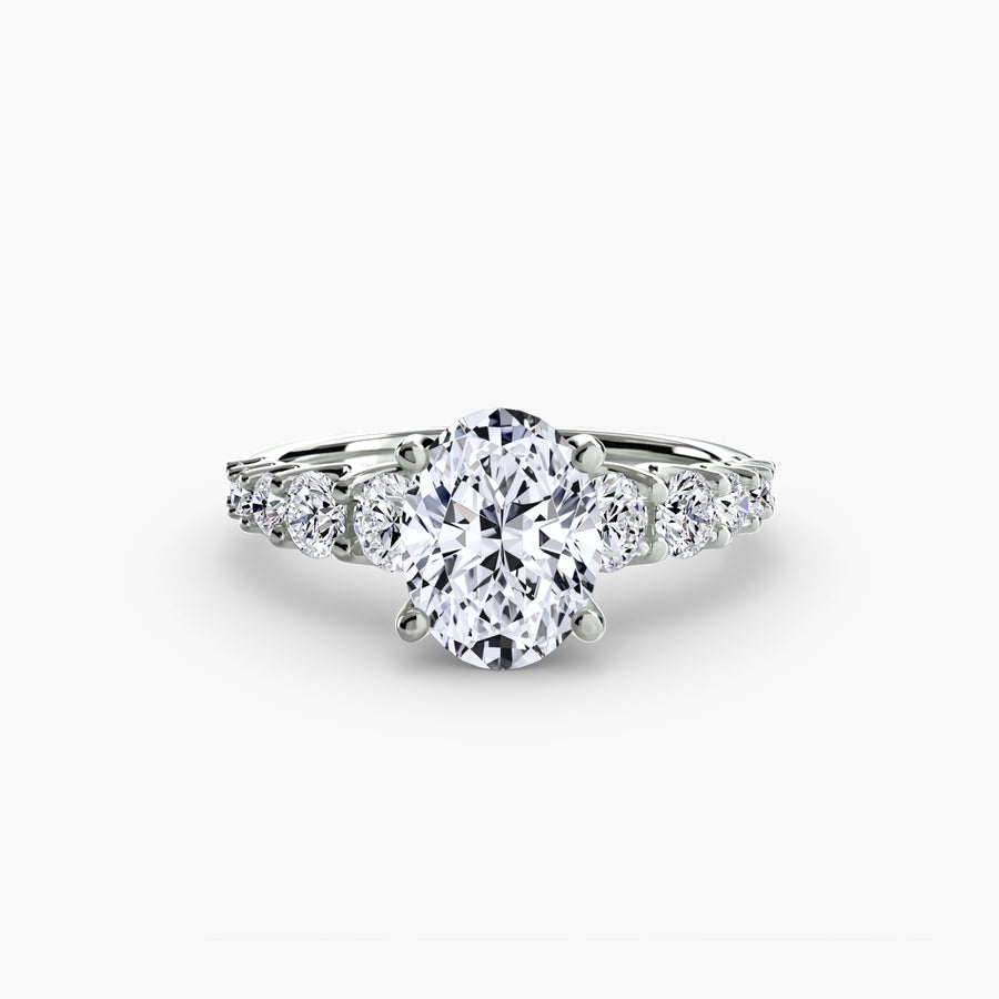 14K White Gold / Oval The Graduated Accent Ring