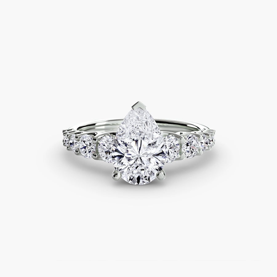 14K White Gold / Pear The Graduated Accent Ring