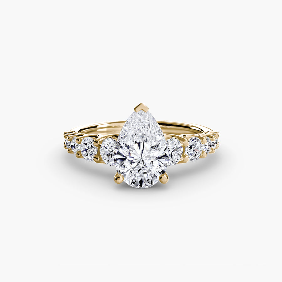 14K Yellow Gold / Pear The Graduated Accent Ring