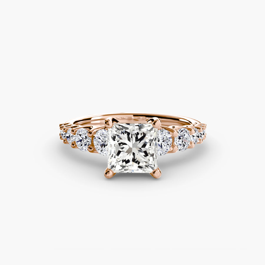 14K Rose Gold / Princess The Graduated Accent Ring