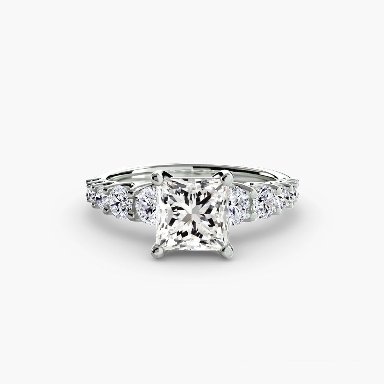 14K White Gold / Princess The Graduated Accent Ring