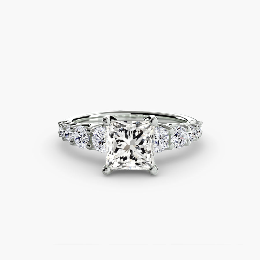 14K White Gold / Princess The Graduated Accent Ring