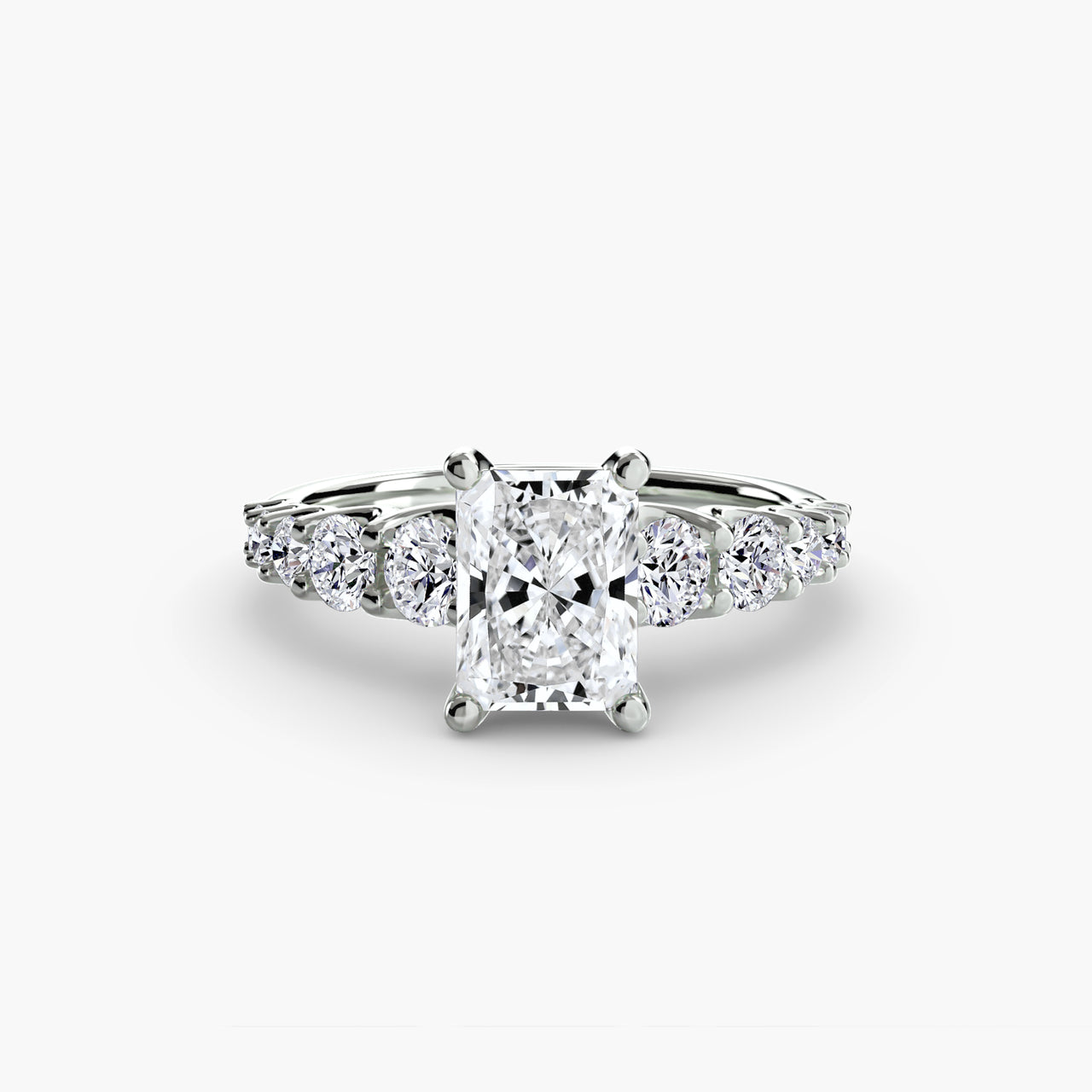 14K White Gold / Radiant The Graduated Accent Ring