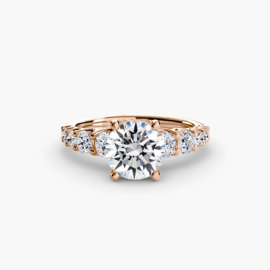 14K Rose Gold / Round The Graduated Accent Ring