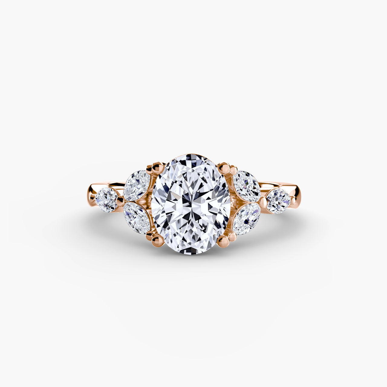 14K Rose Gold / Oval The Shoulder Cluster Ring