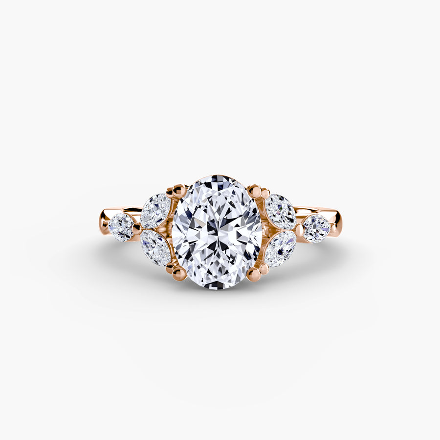 14K Rose Gold / Oval The Shoulder Cluster Ring