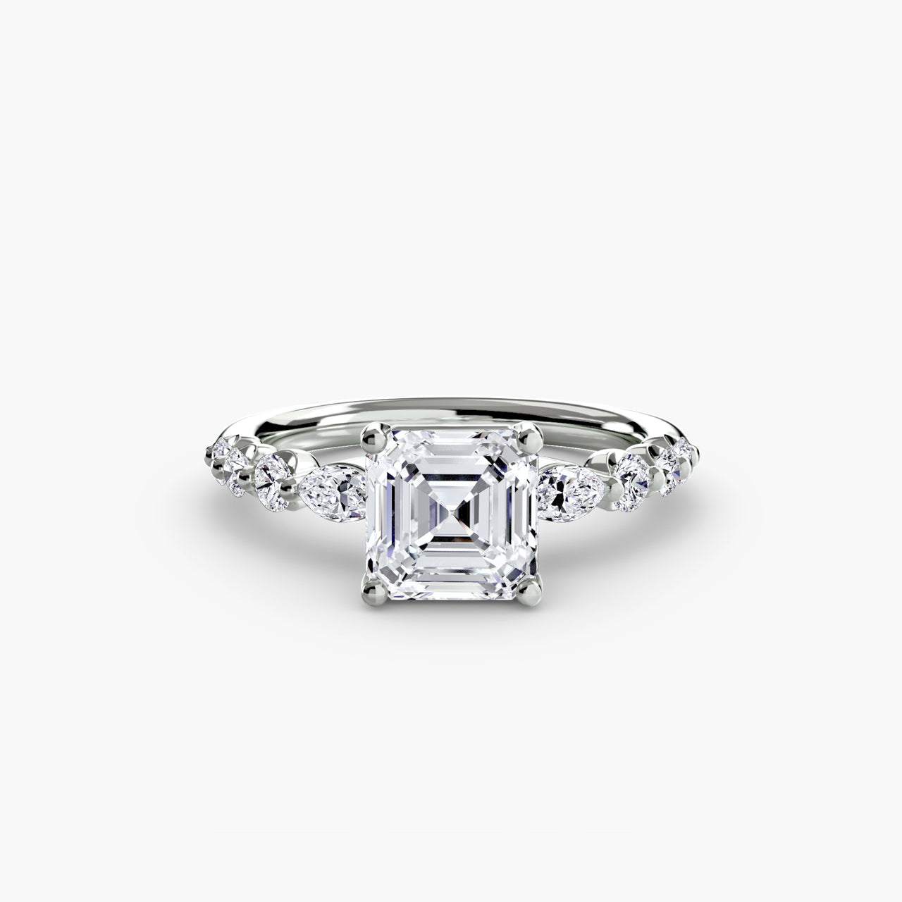 14K White Gold / Asscher The Tiered Accent Ring