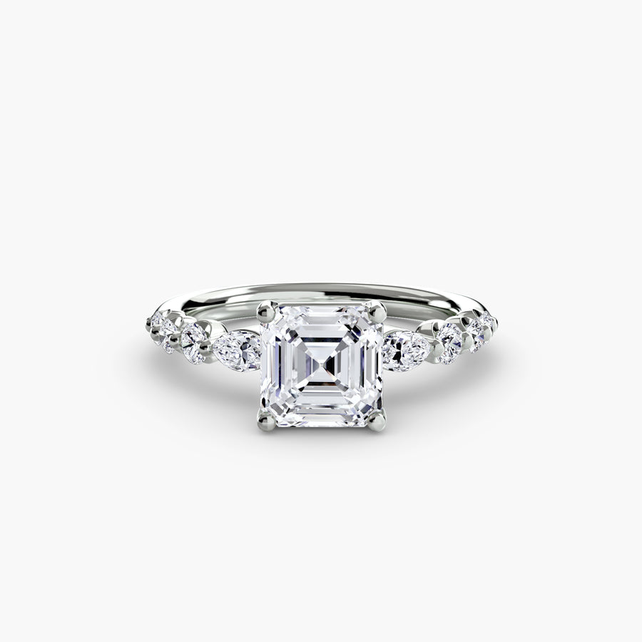 14K White Gold / Asscher The Tiered Accent Ring