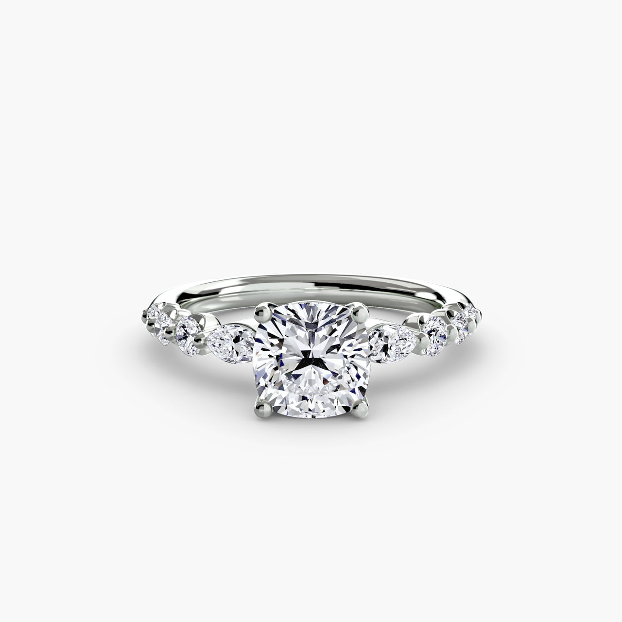 14K White Gold / Cushion The Tiered Accent Ring