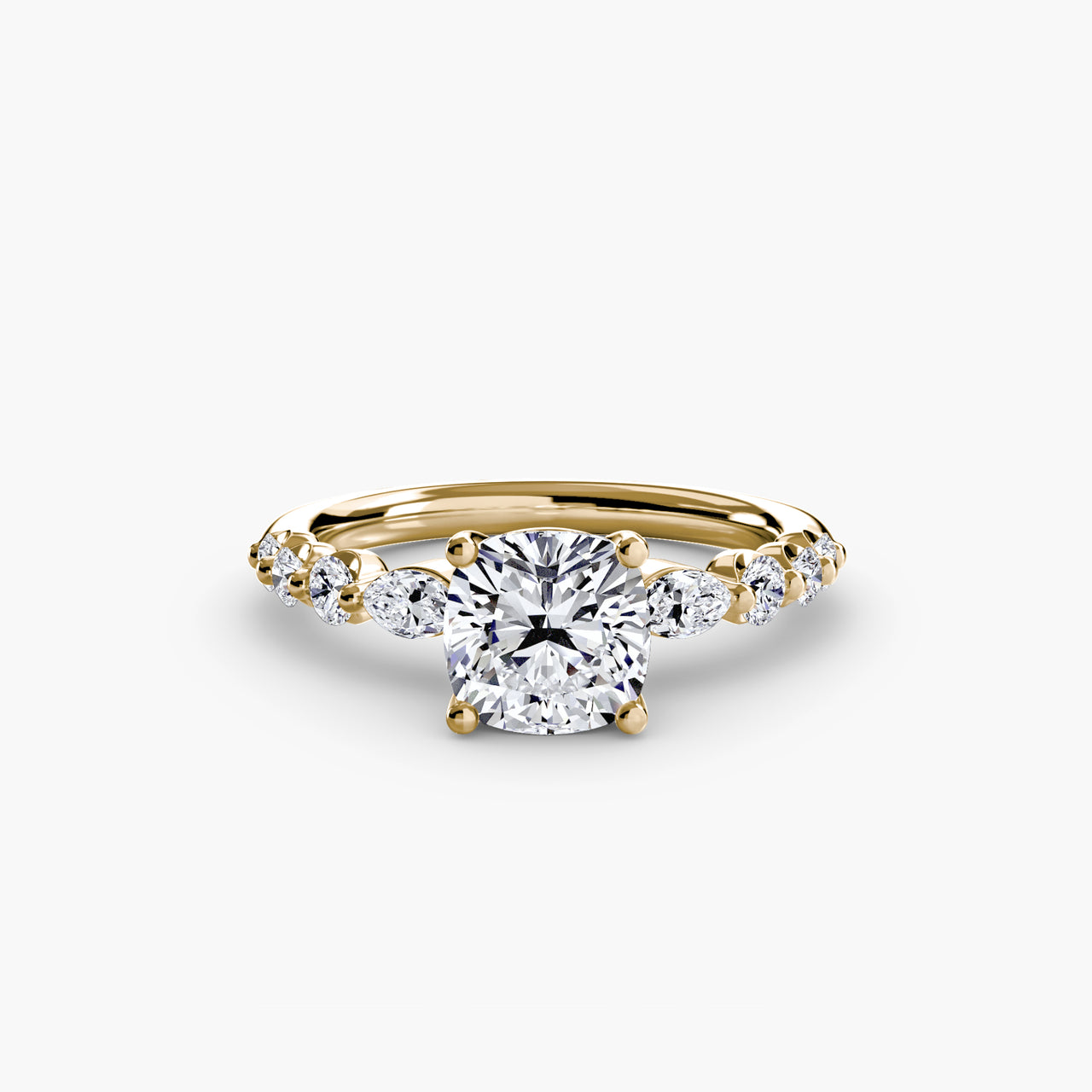 14K Yellow Gold / Cushion The Tiered Accent Ring