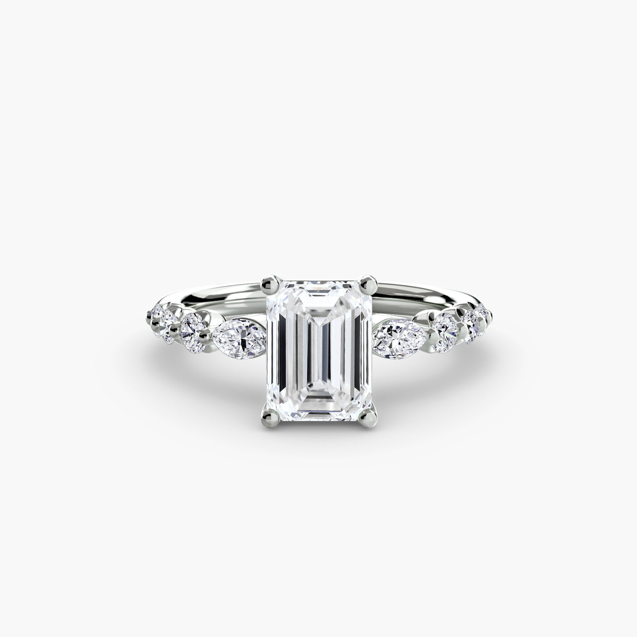 14K White Gold / Emerald The Tiered Accent Ring
