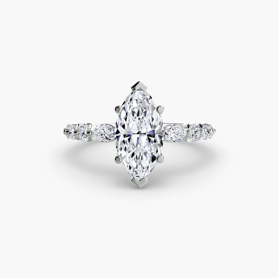 14K White Gold / Marquise The Tiered Accent Ring